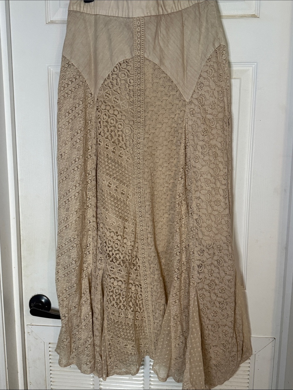 Young Threads Beige Lace Panel Maxi Skirt - Picture 4 of 5